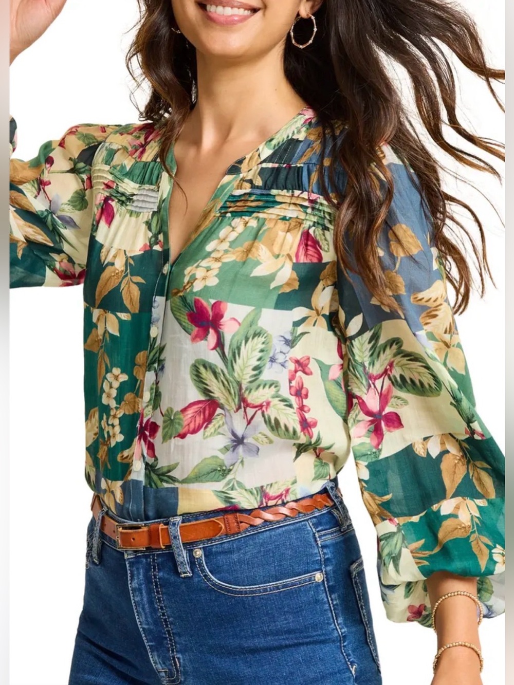 Tommy Bahama Hightide Flora Pintuck Blouse